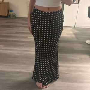 Black and white polka dot maxi skirt